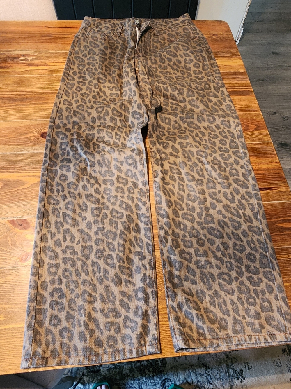 SHEIN Leopard Print Wide-Leg Pants - Brown, Black